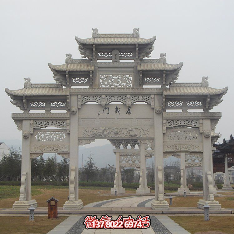 傳承古城文脈，精美石雕牌坊仿古門樓雕塑