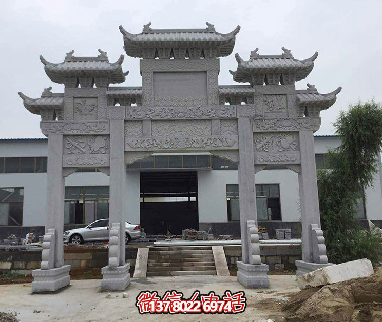 浮雕花紋仿古建筑門(mén)樓牌坊