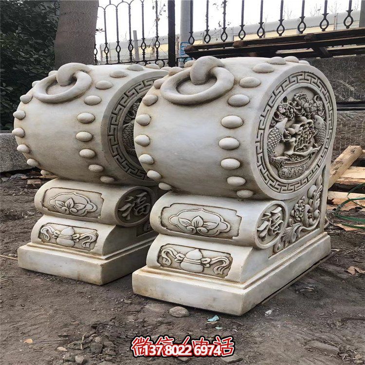 精美大理石石雕抱鼓雕塑，讓庭院門口煥然一新