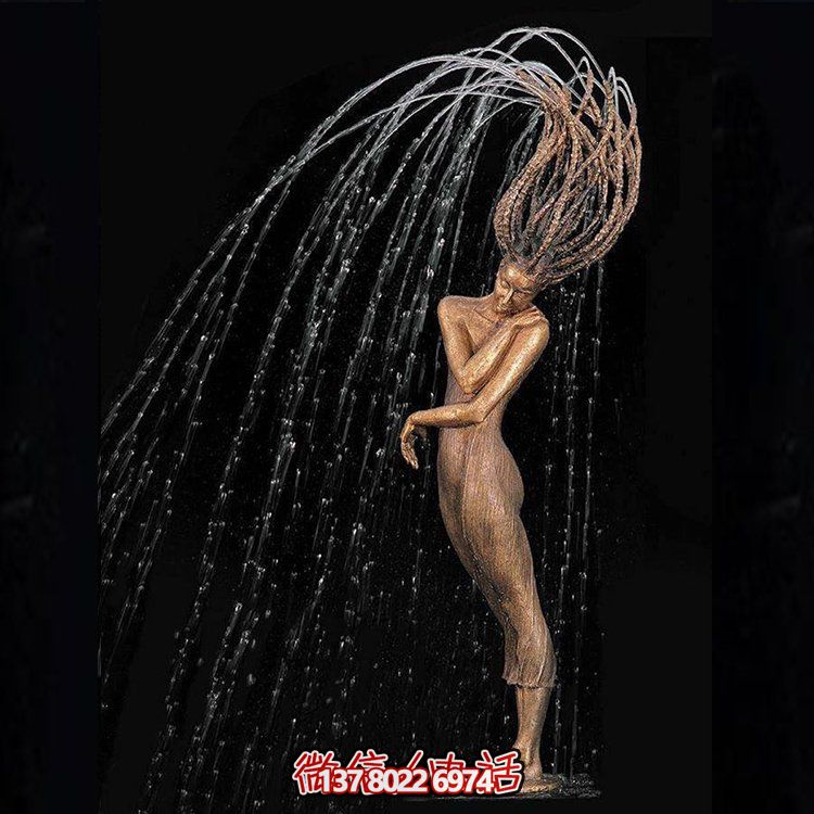 鑄銅人物噴泉裝飾，創意雕塑，酒店裝飾的新寵