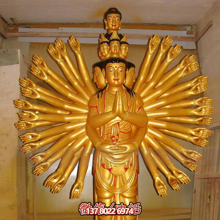 鎏金千手觀音大型雕塑，精美絕倫，醉人心魄