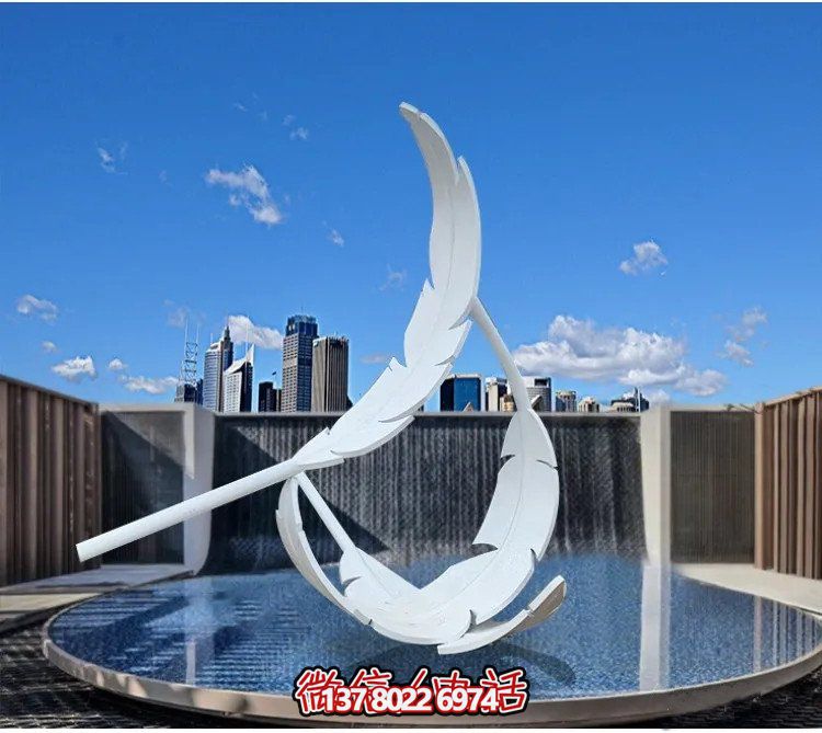 大型不銹鋼鏡面羽毛雕塑，創(chuàng)意園林景觀裝置