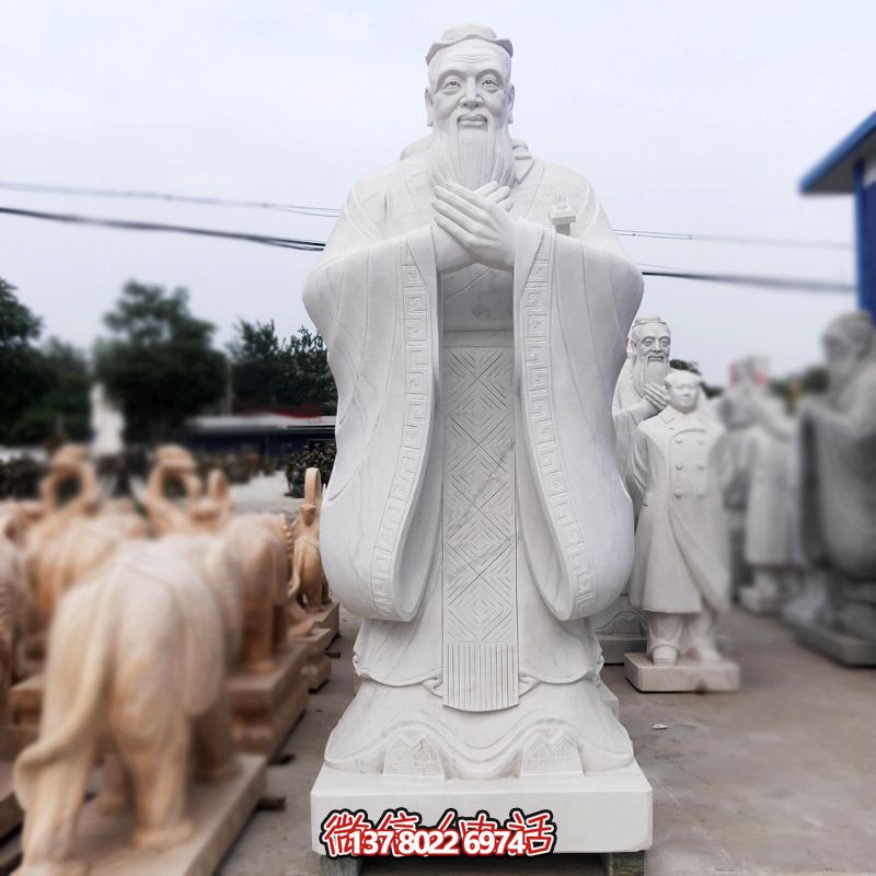 漢白玉孔子雕塑傳承中華文化，融入創意景區