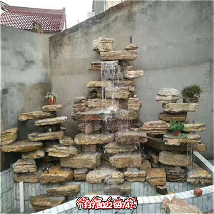 大型立式層流水假山石造景，給你驚艷的室外庭院廣場