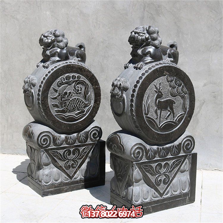 庭院家用鎮(zhèn)宅石獅子貔貅青石仿古門(mén)鼓擺件