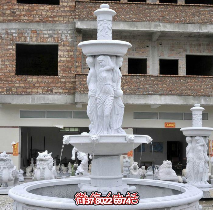別墅景觀漢白玉西方人物噴泉石雕 別墅景觀漢白玉西方人物噴泉石雕