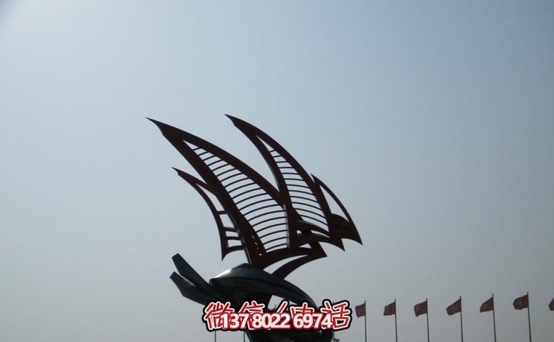 酒店公園廣場(chǎng)鏤空創(chuàng)意圖不銹鋼船雕塑