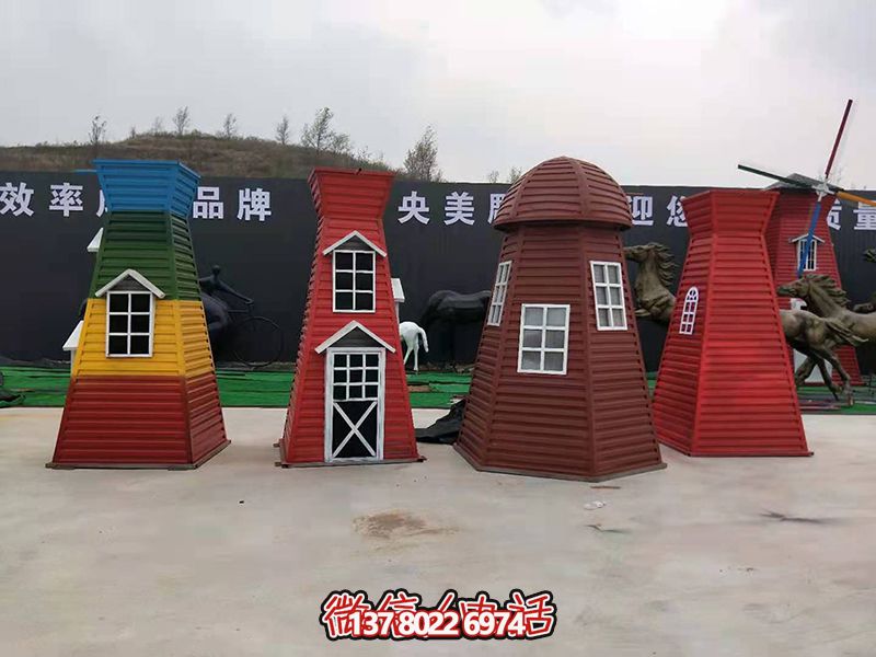 兒童游樂廣場彩三色玻璃鋼風(fēng)車雕塑 兒童游樂廣場彩三色玻璃鋼風(fēng)車雕塑