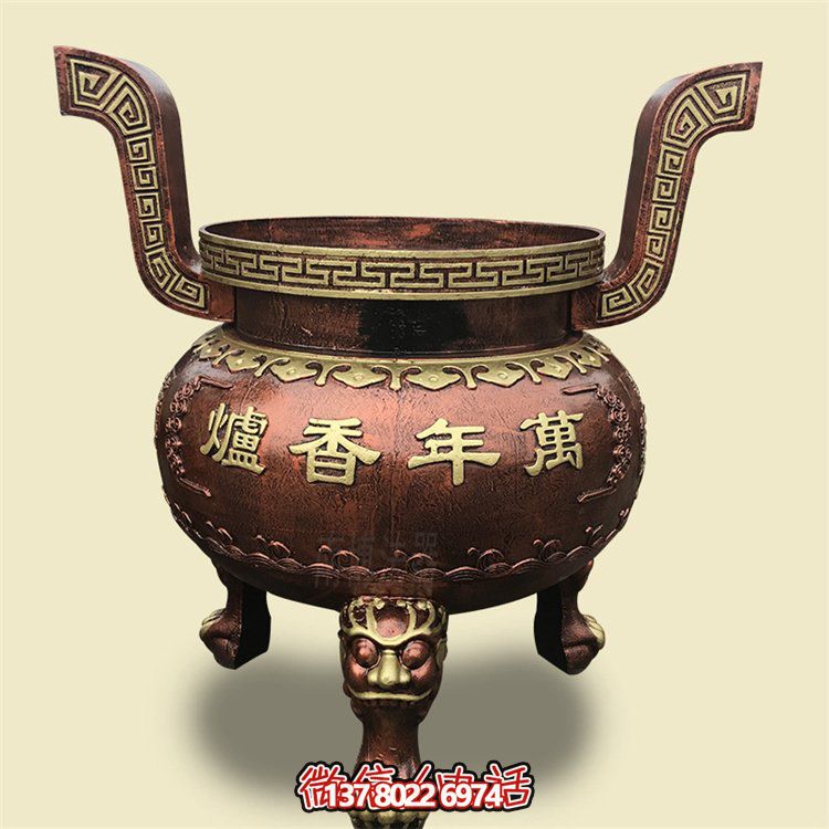 家用銅雕上香祈福鼎，香爐雕塑